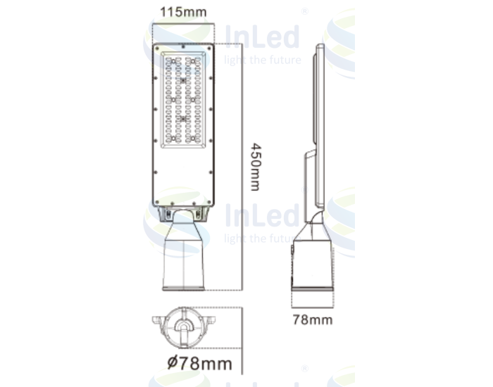 Cветодиодный светильник In Led Street STL-186 IP66 50W (85-265VAC) 150x80°