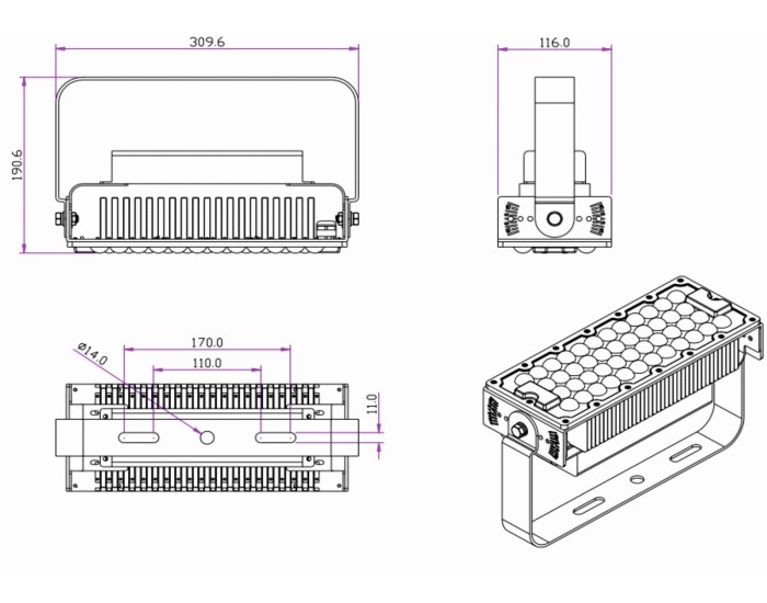 Светодиодный прожектор In Led MFL-G   100W (2700-3300 К), шт