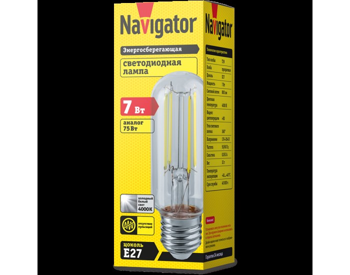 Лампа Navigator 14 442 NLL-F-T39-7-230-4K-E27-CL (110 mm)
