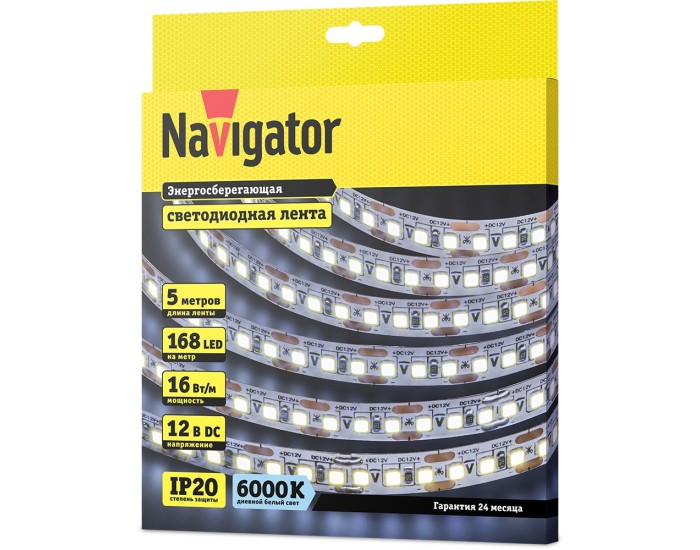 СД Лента Navigator 14 455 NLS-2835CW168-16-IP20-12V