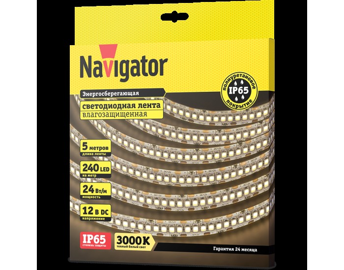 СД Лента Navigator 14 462 NLS-2835WW240-24-IP65-12V
