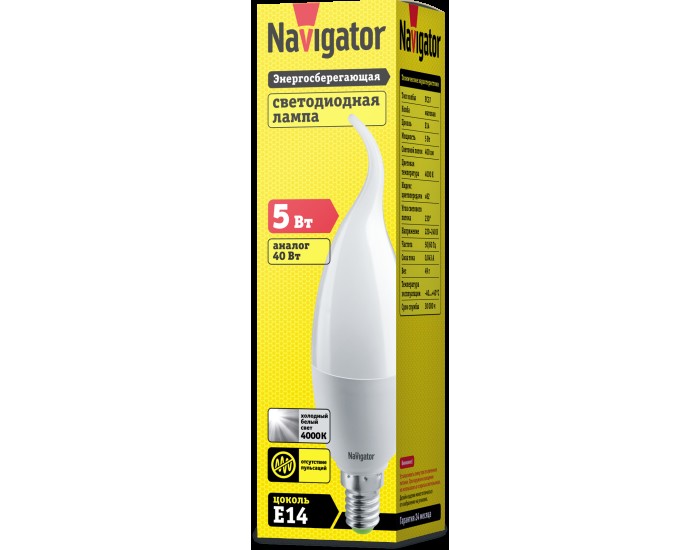 Лампа Navigator 61 026 NLL-P-FC37-5-230-4K-E14-FR