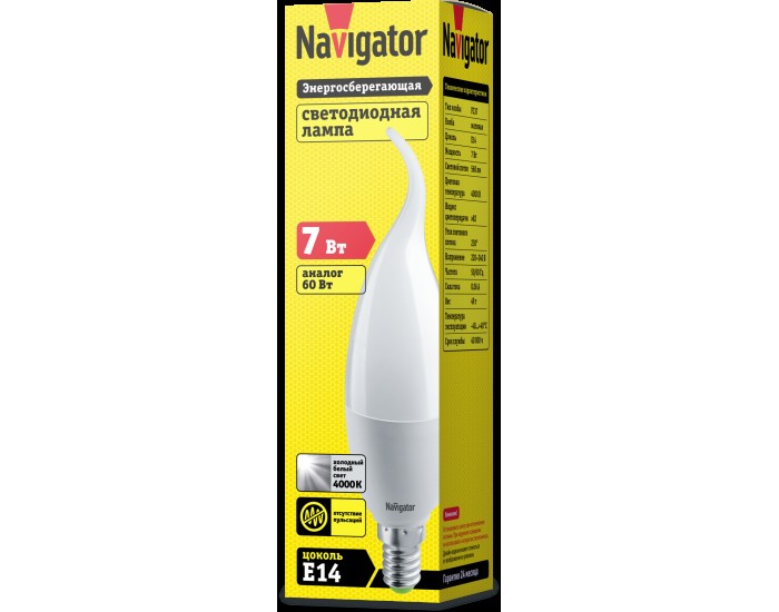 Лампа Navigator 61 027 NLL-FC37-7-230-4K-E14-FR