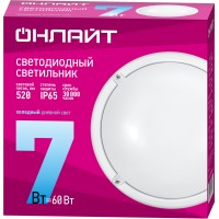 Светильник ОНЛАЙТ 61 193 OBL-R1-7-6.5K-WH-IP65-LED