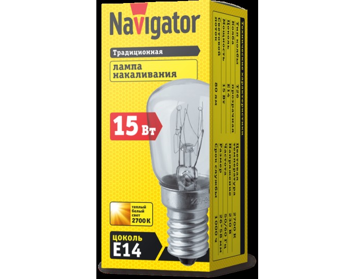 Лампа Navigator 61 203 NI-T26-15-230-E14-CL