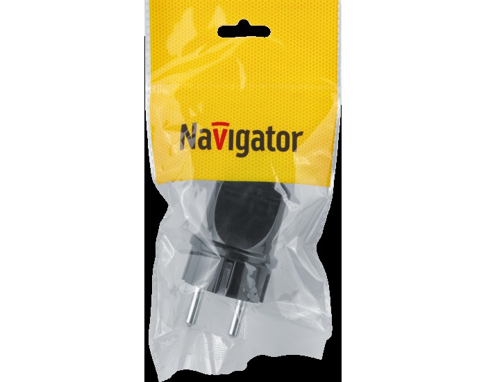 Вилка Navigator 61 360 NCA-PL02-16A-E-BL прямая с/з черная