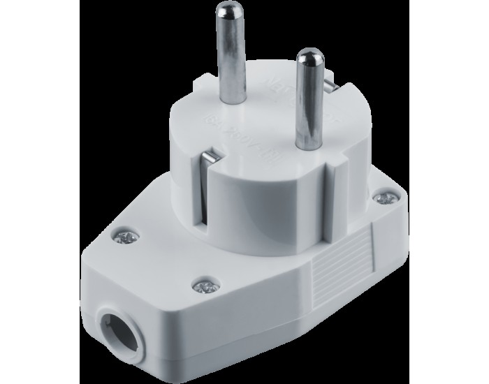 Вилка Navigator 61 364 NCA-PL05-16A-ESC-WH угловая с/з с/выключ. белая