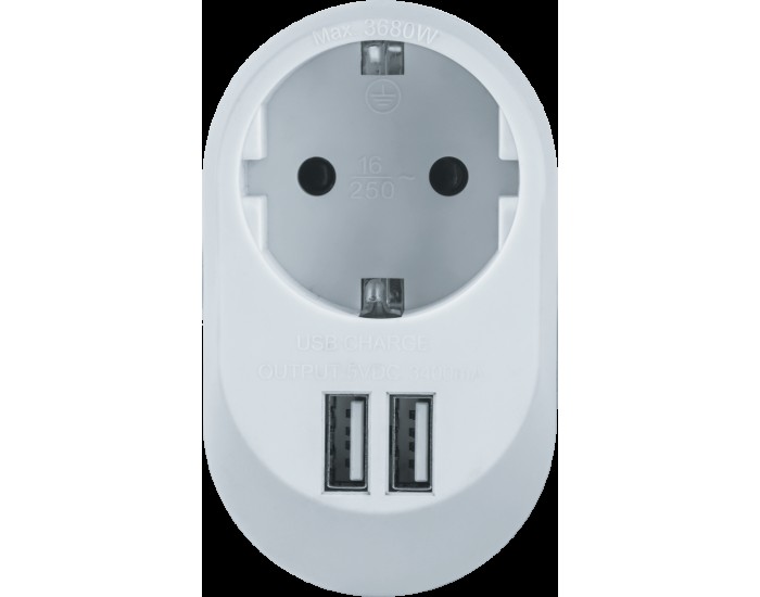 Адаптер Navigator 61 454 NAD-USB01-1E-C-WH с/з 1 гн. USB3.4A