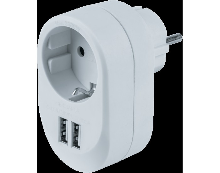 Адаптер Navigator 61 454 NAD-USB01-1E-C-WH с/з 1 гн. USB3.4A