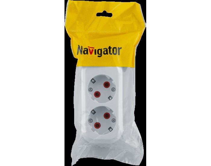 Колодка Navigator 61 582 NCA-BL01-02-E-WH 2гн с/з АБС пластик