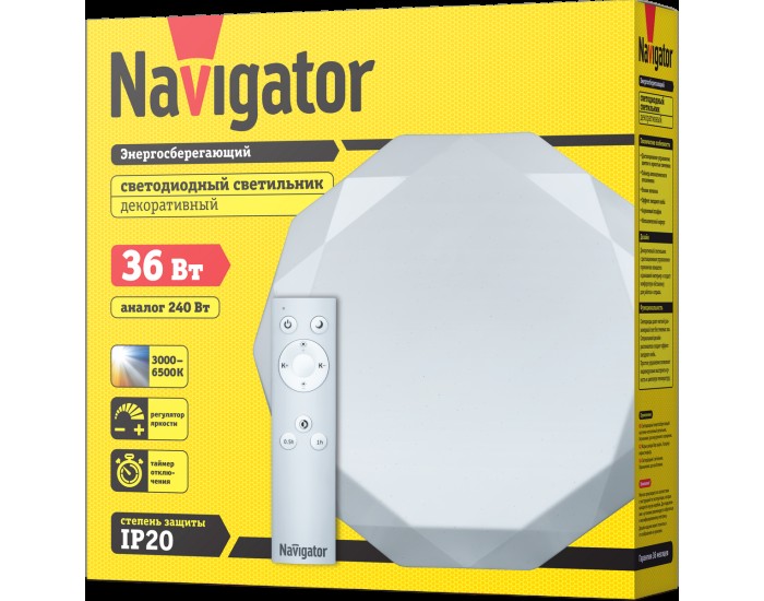 Светильник Navigator 61 660 NBL-RC01-36-MK-IP20-LED алмаз
