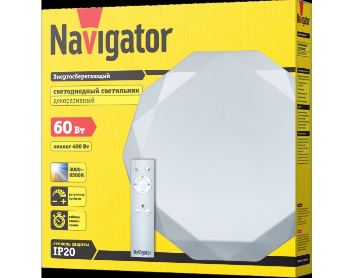 Светильник Navigator 61 661 NBL-RC01-60-MK-IP20-LED алмаз