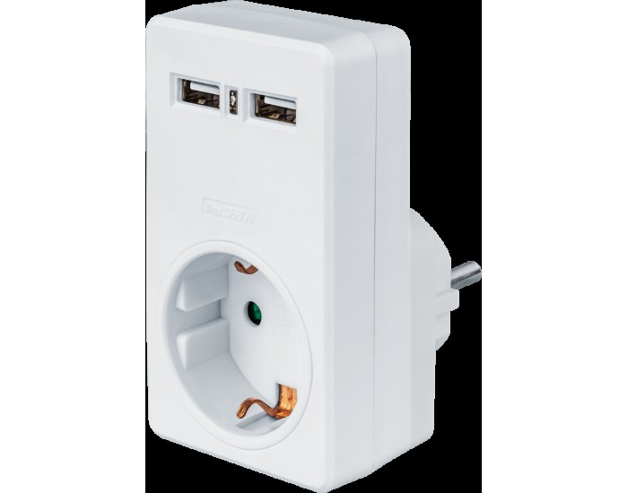 Адаптер Navigator 61 699 NAD-USB02-1E-C-WH с/з 1 гн. USB2.1A