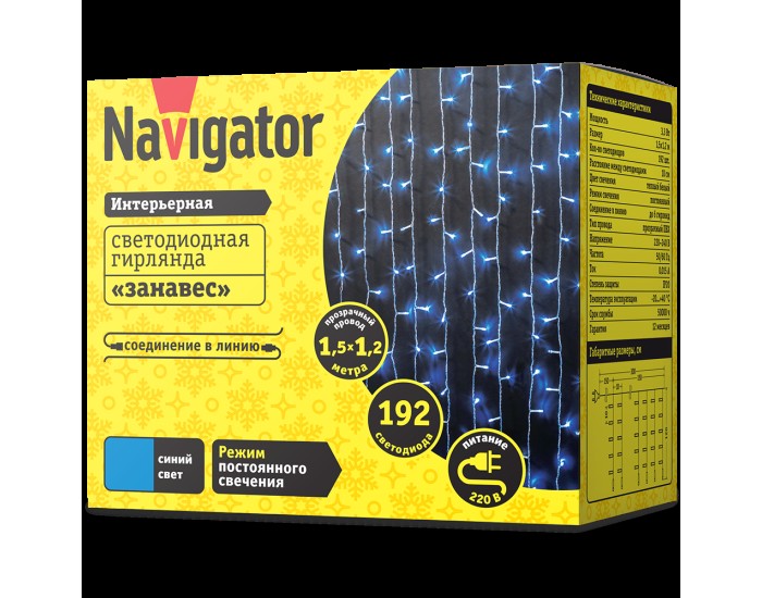 Гирлянда Navigator 61 859 NGF-C01-192B-10-1.5x1.2m-230-TR-IP20