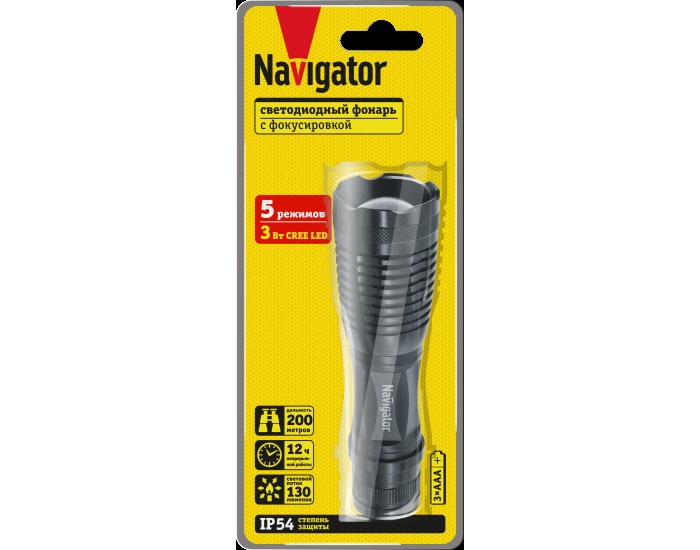 Фонарь Navigator 71 039 NPT-CM11-3AAA алюм. 1 CREE LEDx3Вт. Пять режимов