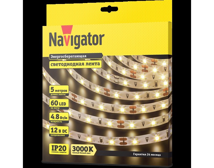 СД Лента Navigator 71 402 NLS-3528WW60-4.8-IP20-12V R5