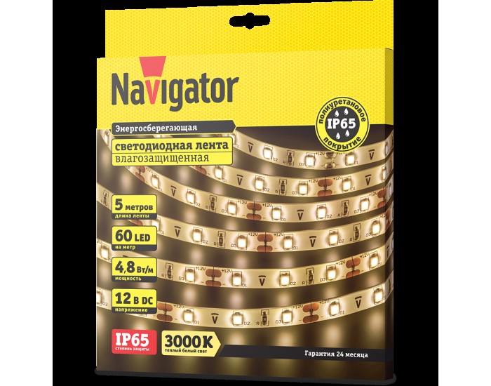 СД Лента Navigator 71 403 NLS-3528WW60-4.8-IP65-12V R5