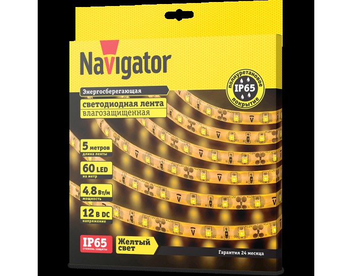СД Лента Navigator 71 407 NLS-3528Y60-4.8-IP65-12V R5
