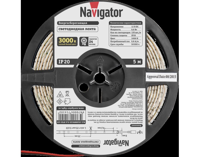 СД Лента Navigator 71 410 NLS-3528WW120-9.6-IP20-12V R5