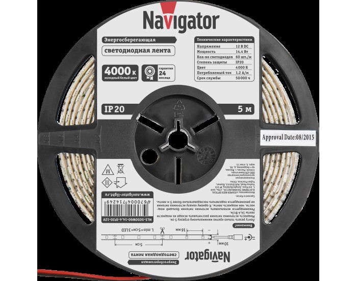 СД Лента Navigator 71 424 NLS-5050W60-14.4-IP20-12V R5