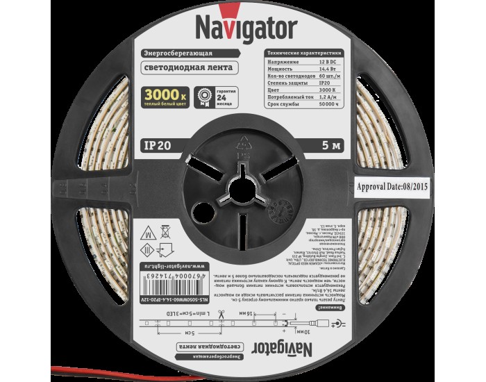 СД Лента Navigator 71 426 NLS-5050WW60-14.4-IP20-12V R5
