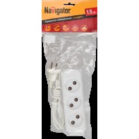 Удлинитель Navigator 71 448 NPE-S1-03-150-X-2x0.75 б/з 3 гн. ШВВП 1.5м