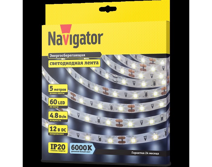 СД Лента Navigator 71 762 NLS-3528СW60-4.8-IP20-12V R5