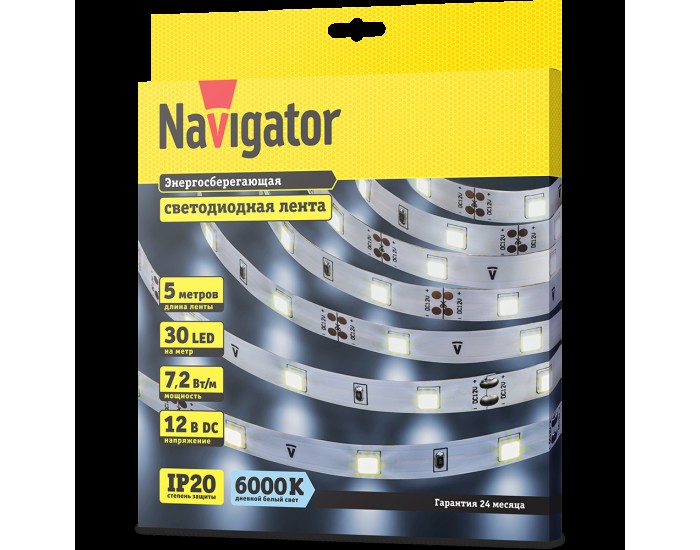 СД Лента Navigator 71 766 NLS-5050СW30-7.2-IP20-12V R5