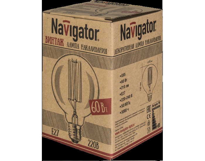 Лампа Navigator 71 956 NI-V-G95-SC19-60-230-E27-CLG