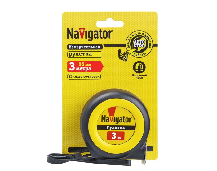 Рулетка Navigator 80 257 NMT-Ru01-A-3-16 (автостоп, 3 м*16 мм)