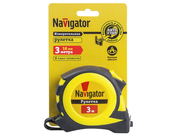 Рулетка Navigator 80 259 NMT-Ru02-A-3-16 (автостоп, 3 м*16 мм)