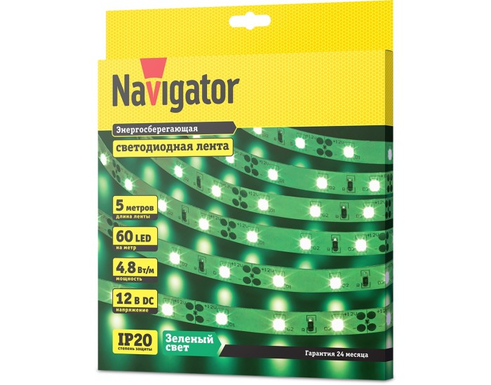 СД Лента Navigator 80 296 NLS-3528G60-4.8-IP20-12V R5