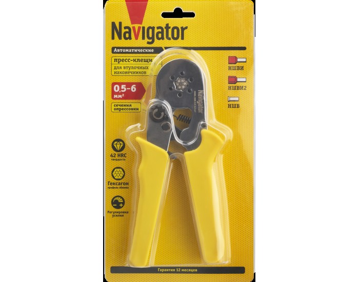 Пресс-клещи Navigator 80 366 NHT-Pkv01-D-6 (для втулочных, 6 мм2)