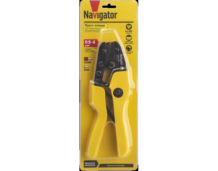 Пресс-клещи Navigator 80 379 NHT-Pkv01-M-6 (для втулочных, 6 мм2)