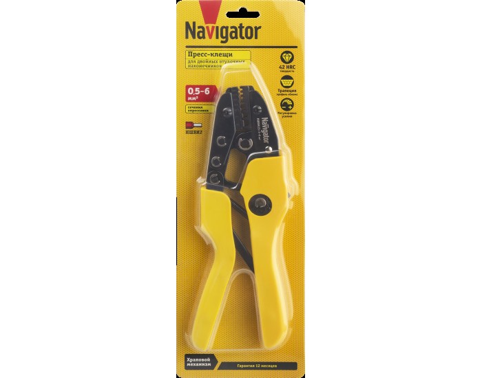 Пресс-клещи Navigator 80 382 NHT-Pkv01-M-2-6 (для втулочных, 2*6 мм2)