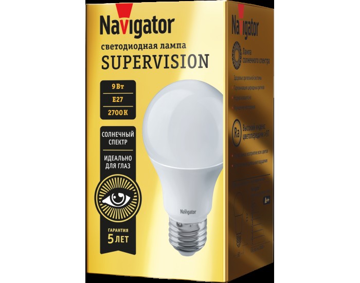 Лампа Navigator 80 548 NLL-A60-9-230-2.7K-E27-FR-SV