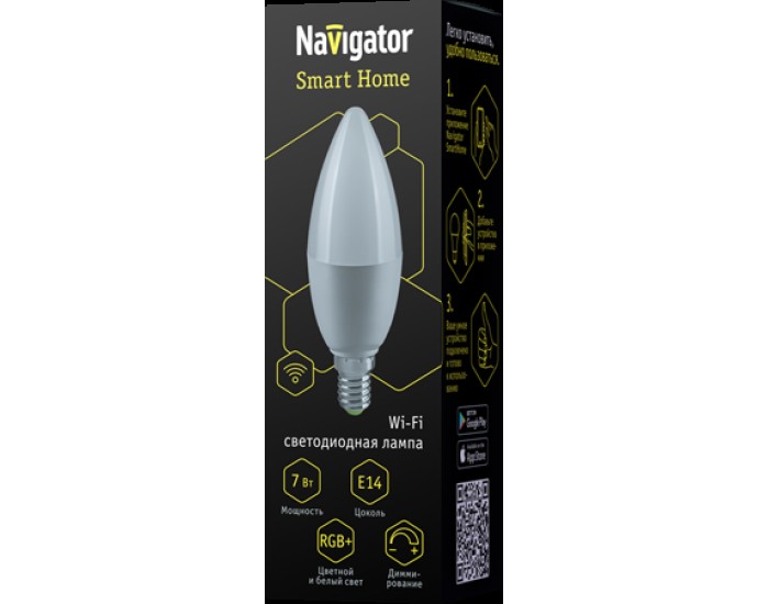 Лампа Navigator 82 422 NLL-C37-7-230-RGBWWW-E14-WIFI