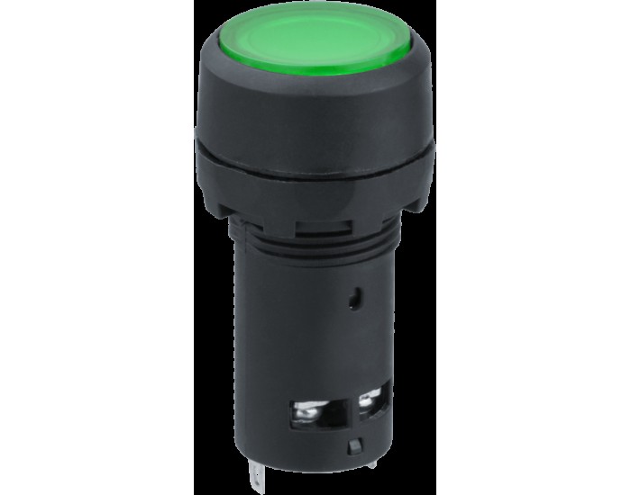 Кнопка Navigator 82 821 NBI-B-09-G зеленая с подсветкой d22мм 230В NO+NC
