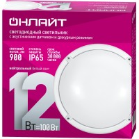 Светильник ОНЛАЙТ 90 068 OBL-R1-12-4K-WH-IP65-LED-SNRV1