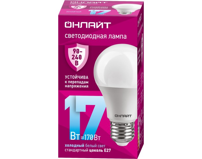 Лампа ОНЛАЙТ 90 404 OLL-A60-17-230-6.5K-E27 (PRO 90-240 В)