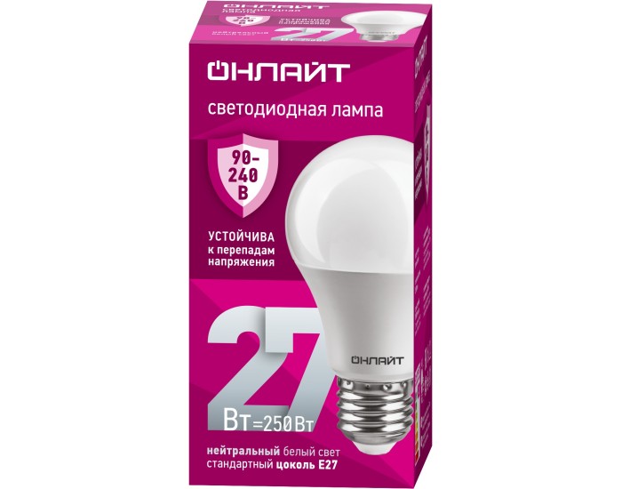 Лампа ОНЛАЙТ 90 407 OLL-A60-27-230-4K-E27 (PRO 90-240 В)