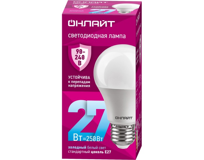 Лампа ОНЛАЙТ 90 408 OLL-A60-27-230-6.5K-E27 (PRO 90-240 В)