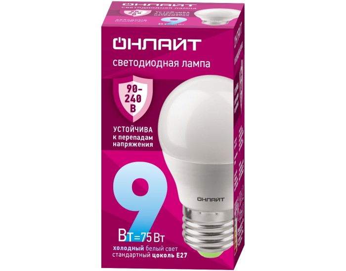 Лампа ОНЛАЙТ 90 424 OLL-G45-9-230-6.5K-E27-FR (PRO 90-240 В)