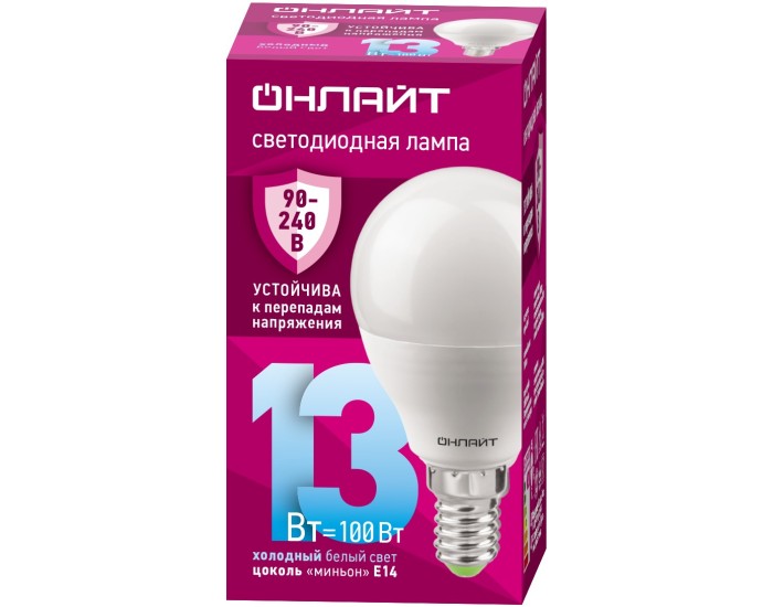 Лампа ОНЛАЙТ 90 426 OLL-G45-13-230-6.5K-E14-FR (PRO 90-240 В)