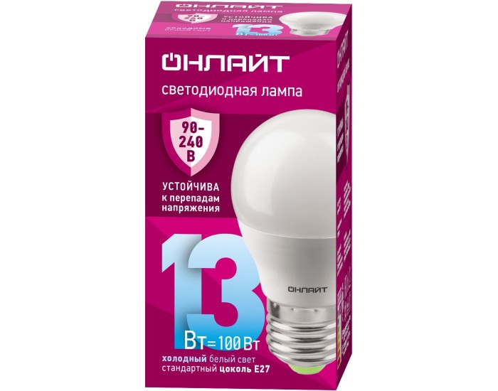 Лампа ОНЛАЙТ 90 428 OLL-G45-13-230-6.5K-E27-FR (PRO 90-240 В)