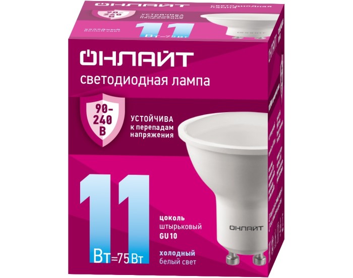 Лампа ОНЛАЙТ 90 436 OLL-PAR16-11-230-6.5K-GU10 (PRO 90-240 В)