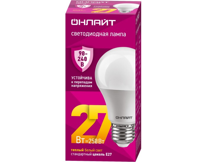 Лампа ОНЛАЙТ 90 535 OLL-A60-27-230-2.7K-E27 (PRO 90-240 В)