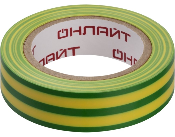 Изолента ОНЛАЙТ 90 599 OIT-B15-10-YG ПВХ желто-зеленая (Китай)