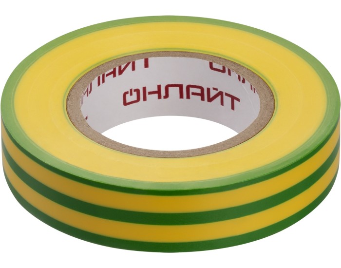 Изолента ОНЛАЙТ 90 600 OIT-B15-20-YG ПВХ желто-зеленая (Китай)