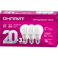 Лампа ОНЛАЙТ 90 609 OLL-A60-20-230-4K-E27-PACK3 v2